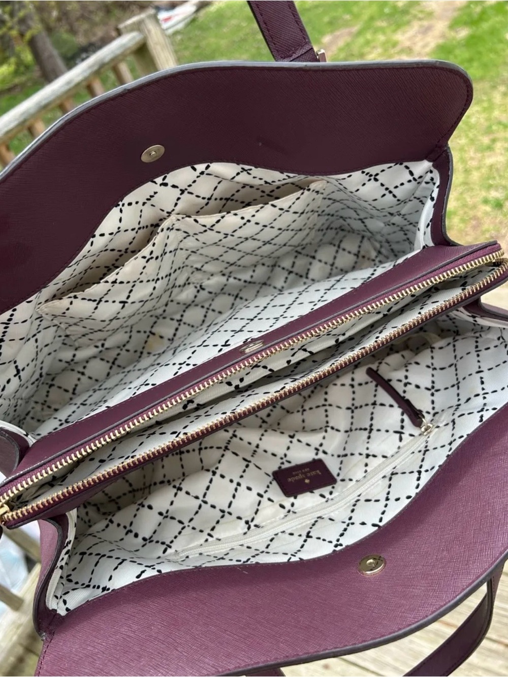 Kate Spade Plum Saffiano Leather Satchel with Gold Hardware - Picture 8 of 11